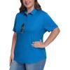 MoFiz Women’s Plus Size Golf Polo Shirts Collared Short Sleeve Golf Shirts Casual Athletic Tennis Workout Tops(Sea Blue)