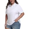 MoFiz Women’s Plus Size Golf Polo Shirts Collared Short Sleeve Golf Shirts Casual Athletic Tennis Workout Tops(White)