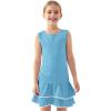 MoFiz Girls Tennis Golf Dress Outfit Sleeveless Tank Top Sets Athletic Dresses with Shorts Pockets(Light Blue)
