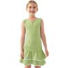 MoFiz Girls Tennis Golf Dress Outfit Sleeveless Tank Top Sets Athletic Dresses with Shorts Pockets(Light Green)