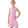 MoFiz Girls Tennis Golf Dress Outfit Sleeveless Tank Top Sets Athletic Dresses with Shorts Pockets(Light Pink)