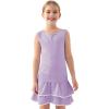 MoFiz Girls Tennis Golf Dress Outfit Sleeveless Tank Top Sets Athletic Dresses with Shorts Pockets(Light Purple)
