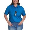 MoFiz Women’s Plus Size Golf Polo Shirts Collared Short Sleeve Golf Shirts Casual Athletic Tennis Workout Tops(Sea Blue)