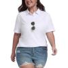 MoFiz Women’s Plus Size Golf Polo Shirts Collared Short Sleeve Golf Shirts Casual Athletic Tennis Workout Tops(White)