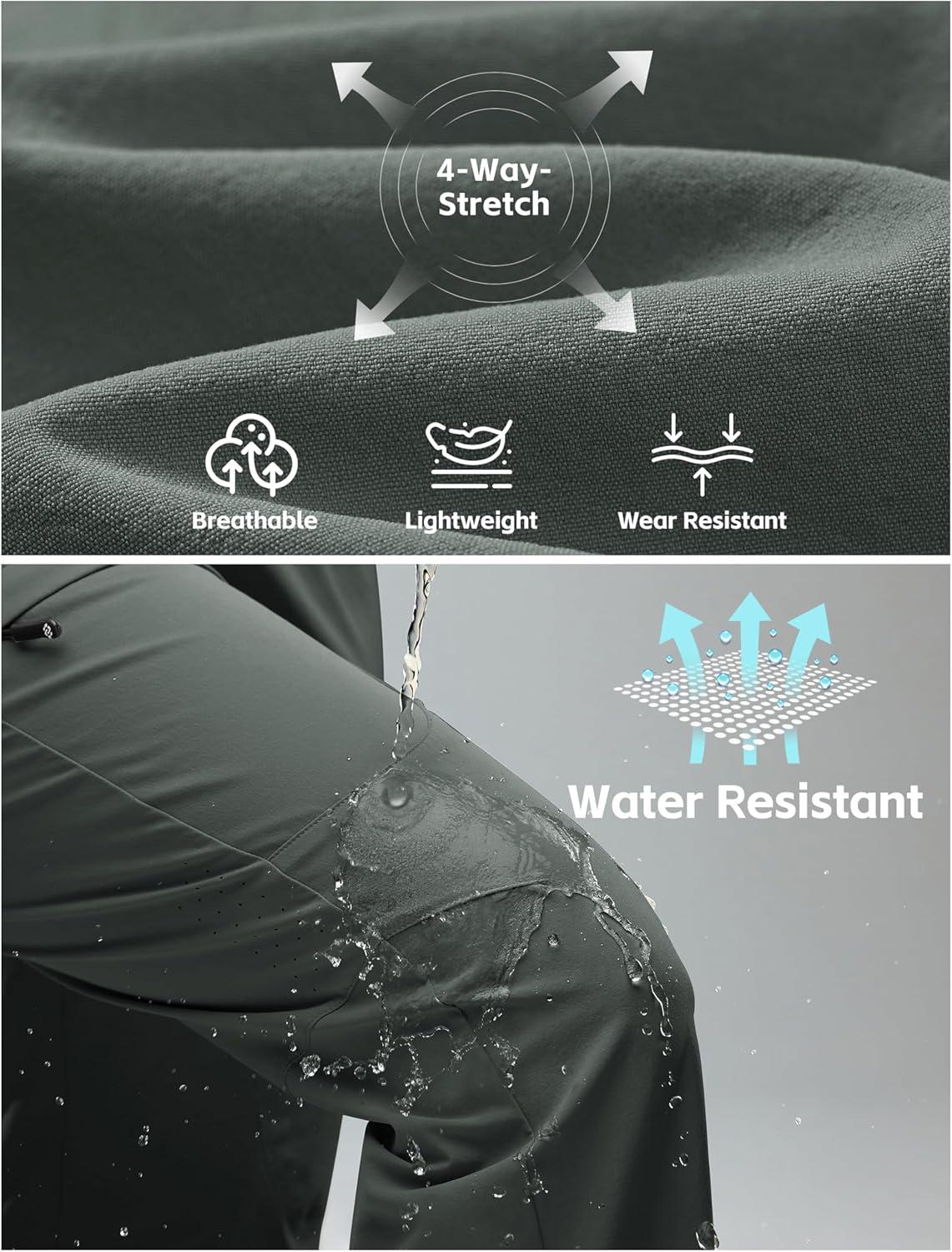 image:imageMoFiz Womens Cargo Hiking Pants Water Resistant Lightweight Quick Dry Travel Outdoor Work Trip Pants with Zipper PocketsArmy Green