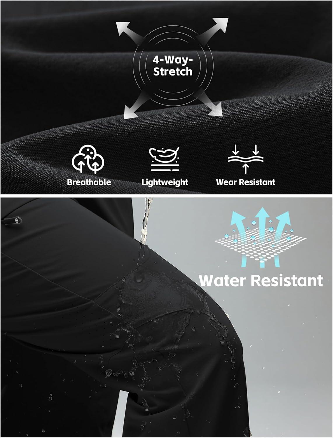 image:imageMoFiz Womens Cargo Hiking Pants Water Resistant Lightweight Quick Dry Travel Outdoor Work Trip Pants with Zipper PocketsBlack