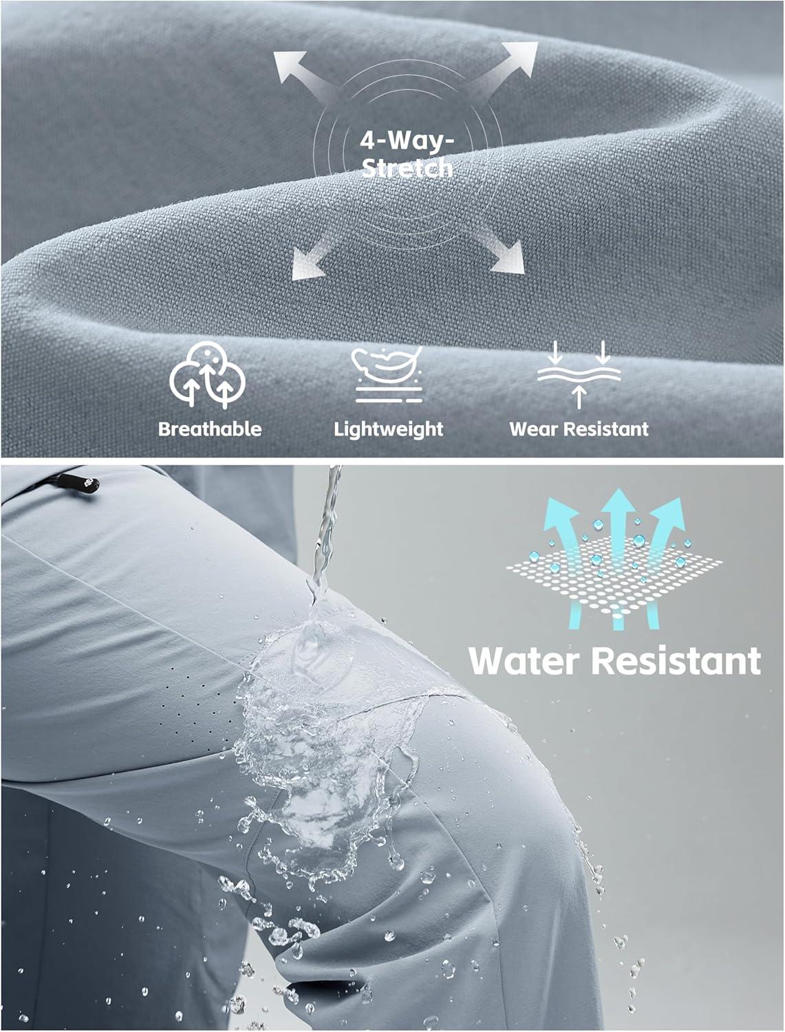image:imageMoFiz Womens Cargo Hiking Pants Water Resistant Lightweight Quick Dry Travel Outdoor Work Trip Pants with Zipper PocketsGray