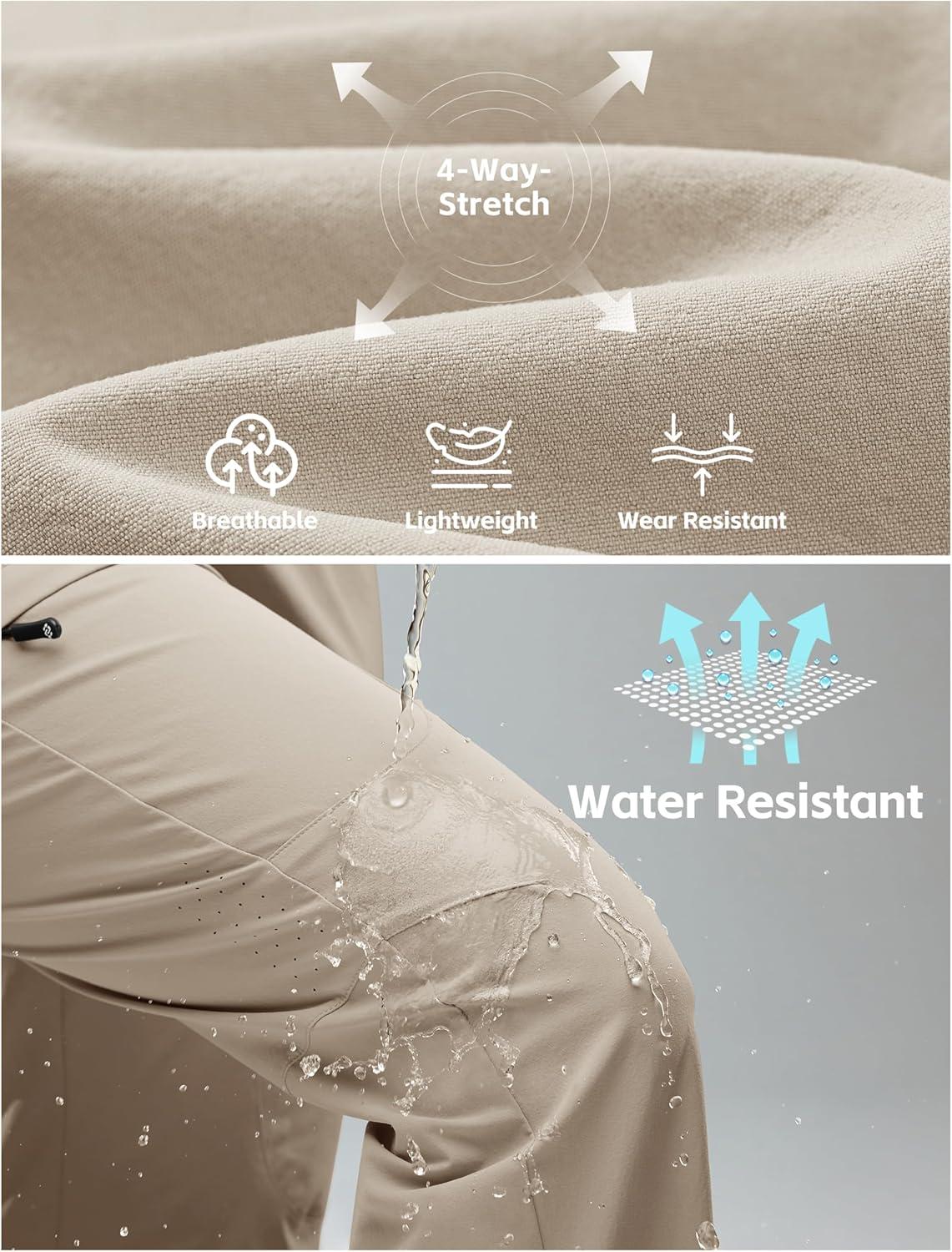 image:imageMoFiz Womens Cargo Hiking Pants Water Resistant Lightweight Quick Dry Travel Outdoor Work Trip Pants with Zipper PocketsLight Khaki