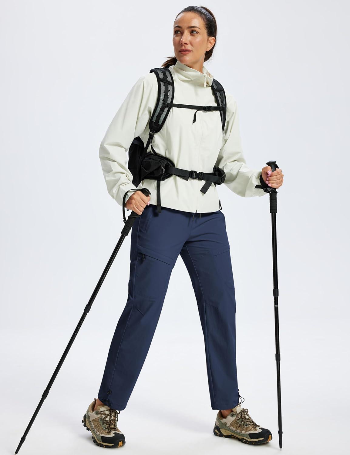 image:imageMoFiz Womens Cargo Hiking Pants Water Resistant Lightweight Quick Dry Travel Outdoor Work Trip Pants with Zipper PocketsNavy Blue