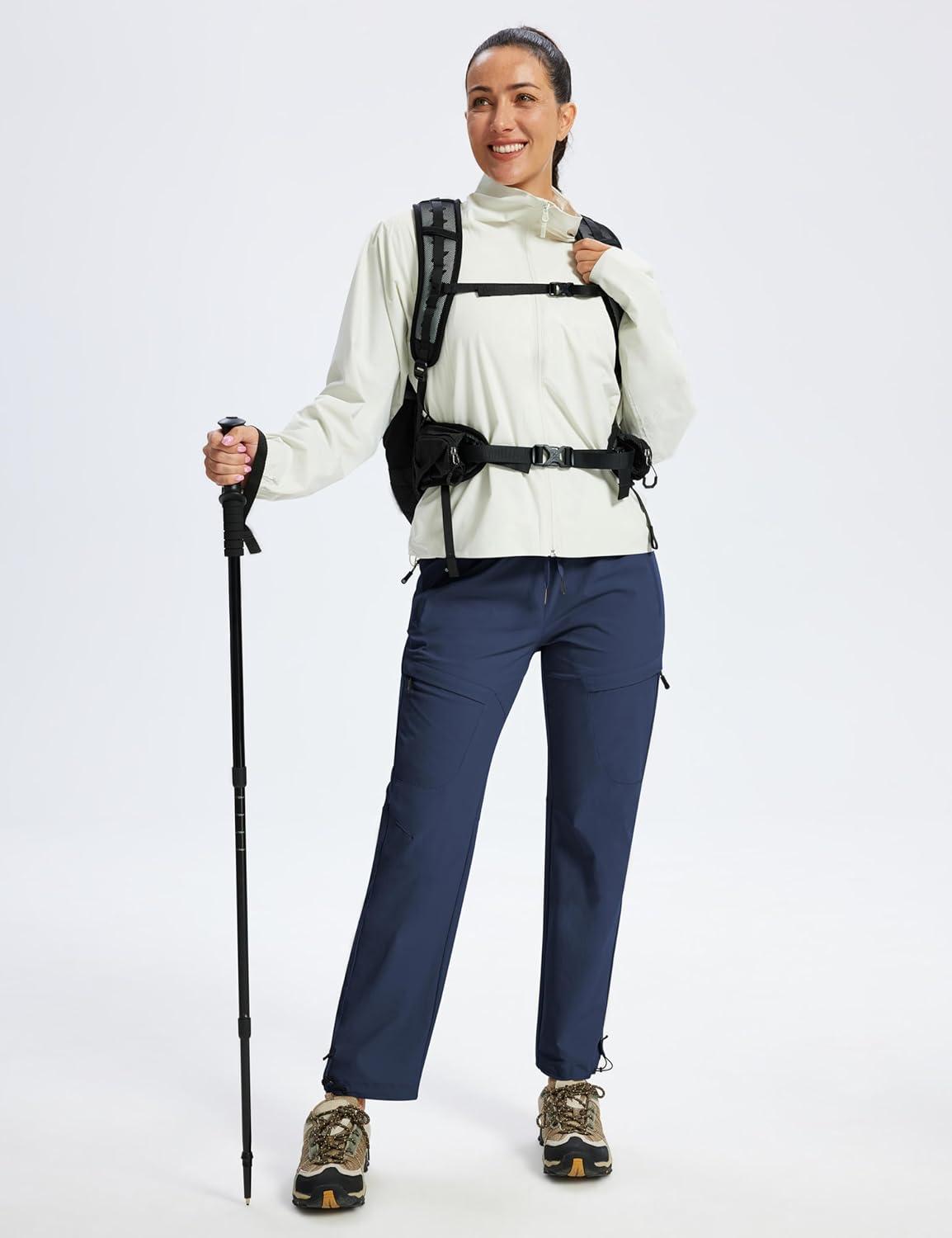 image:imageMoFiz Womens Cargo Hiking Pants Water Resistant Lightweight Quick Dry Travel Outdoor Work Trip Pants with Zipper PocketsNavy Blue