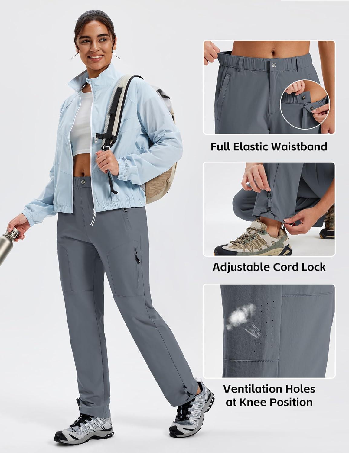 image:imageMoFiz Womens Hiking Cargo Pants Lightweight Quick Dry UPF 50 Water Resistant Fishing Camping Travel Pant with 5 PocketsDark Gray