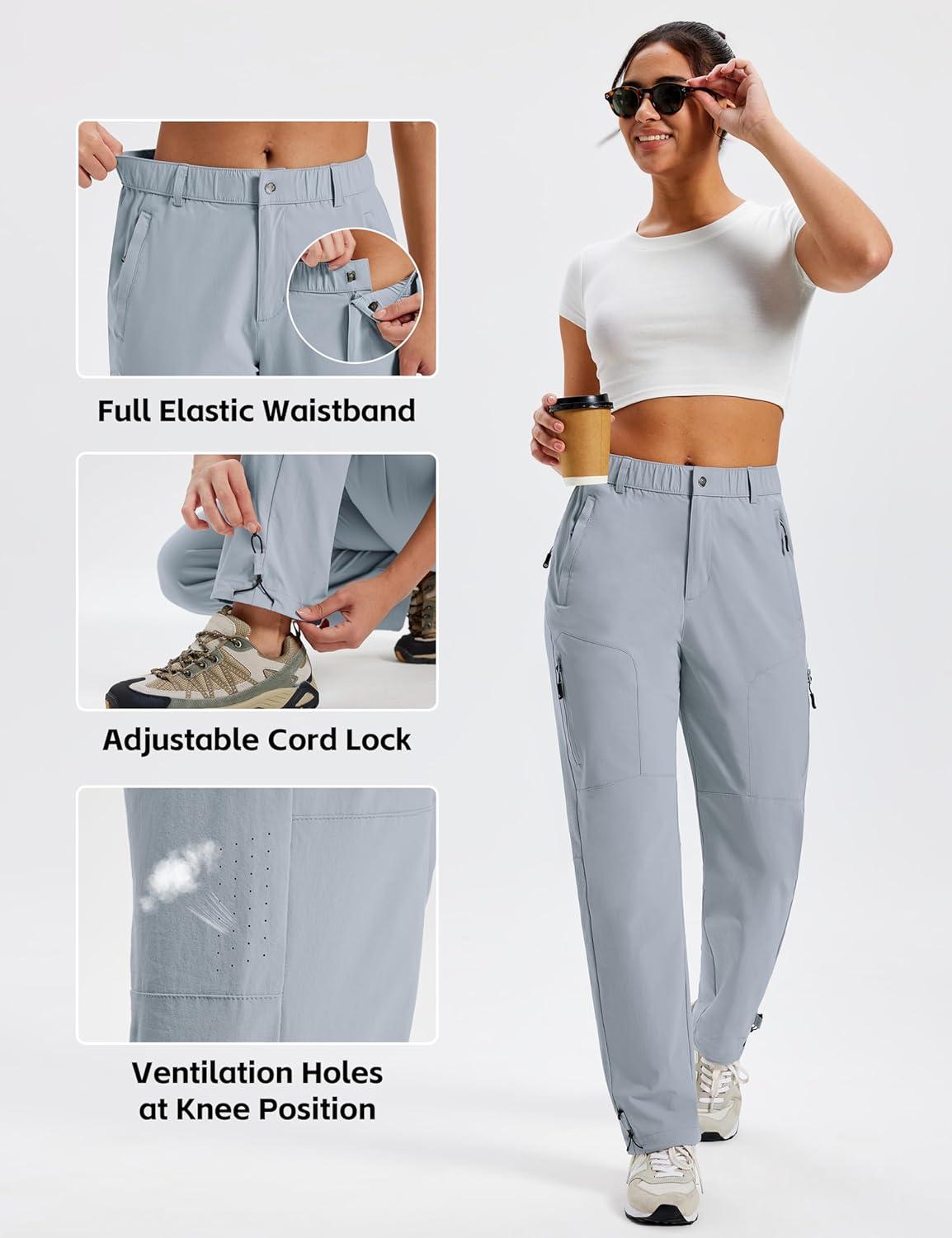 image:imageMoFiz Womens Hiking Cargo Pants Lightweight Quick Dry UPF 50 Water Resistant Fishing Camping Travel Pant with 5 PocketsGray
