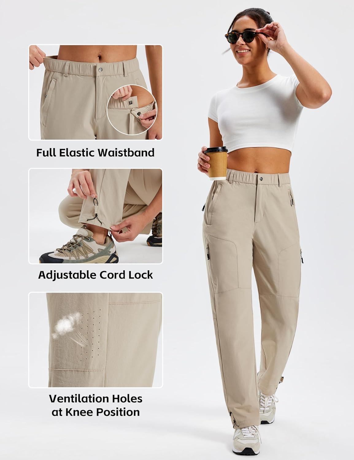 image:imageMoFiz Womens Hiking Cargo Pants Lightweight Quick Dry UPF 50 Water Resistant Fishing Camping Travel Pant with 5 PocketsKhaki