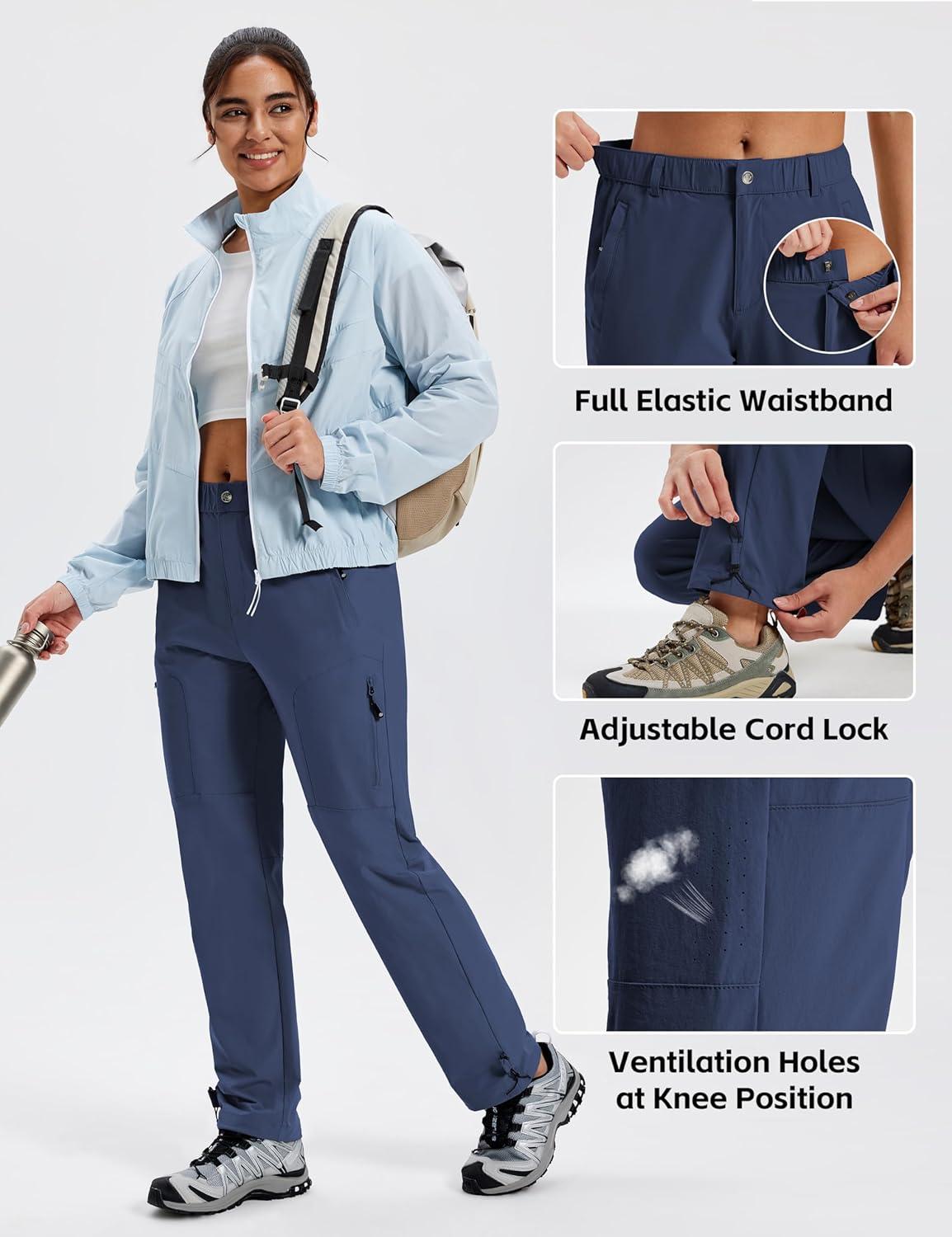 image:imageMoFiz Womens Hiking Cargo Pants Lightweight Quick Dry UPF 50 Water Resistant Fishing Camping Travel Pant with 5 PocketsNavy