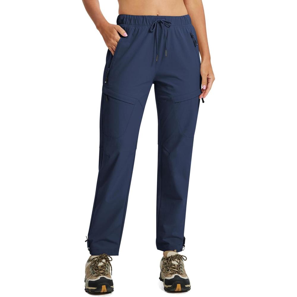 image:imageMoFiz Womens Cargo Hiking Pants Water Resistant Lightweight Quick Dry Travel Outdoor Work Trip Pants with Zipper PocketsNavy Blue