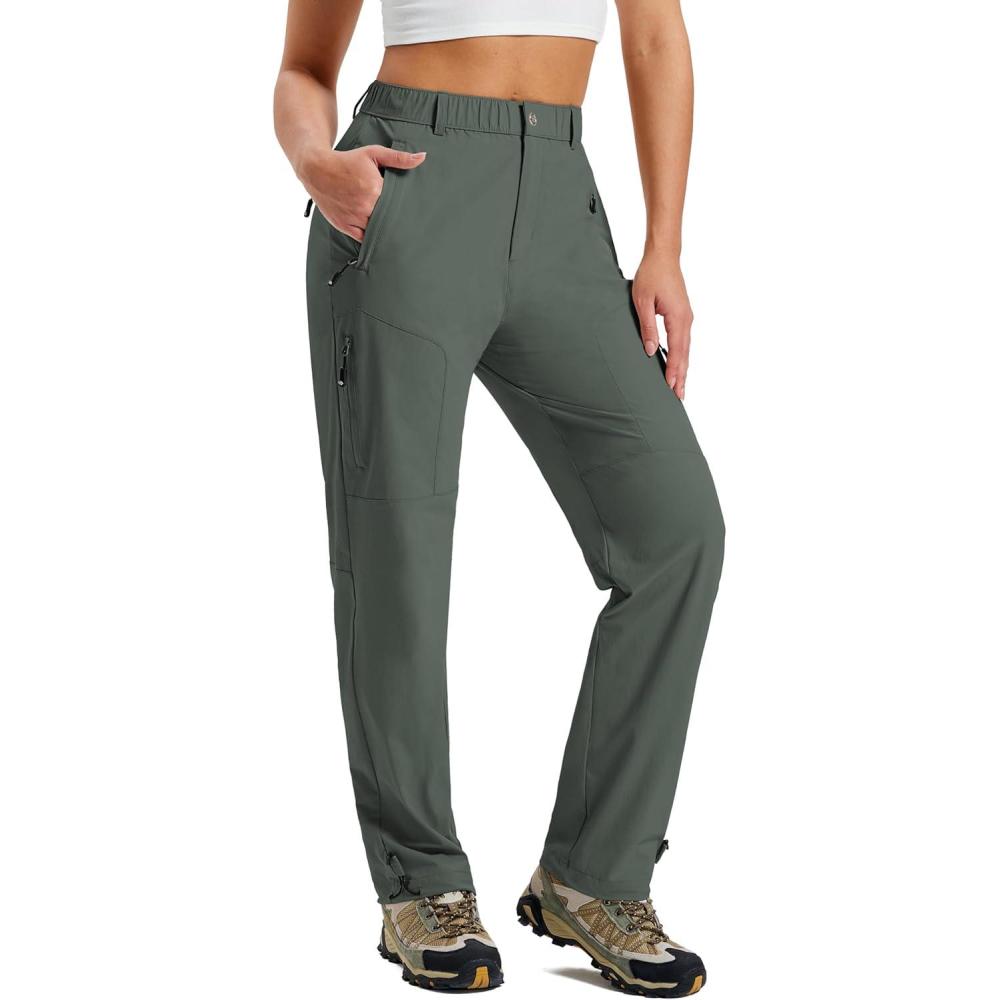 image:imageMoFiz Womens Hiking Cargo Pants Lightweight Quick Dry UPF 50 Water Resistant Fishing Camping Travel Pant with 5 PocketsArmy Green