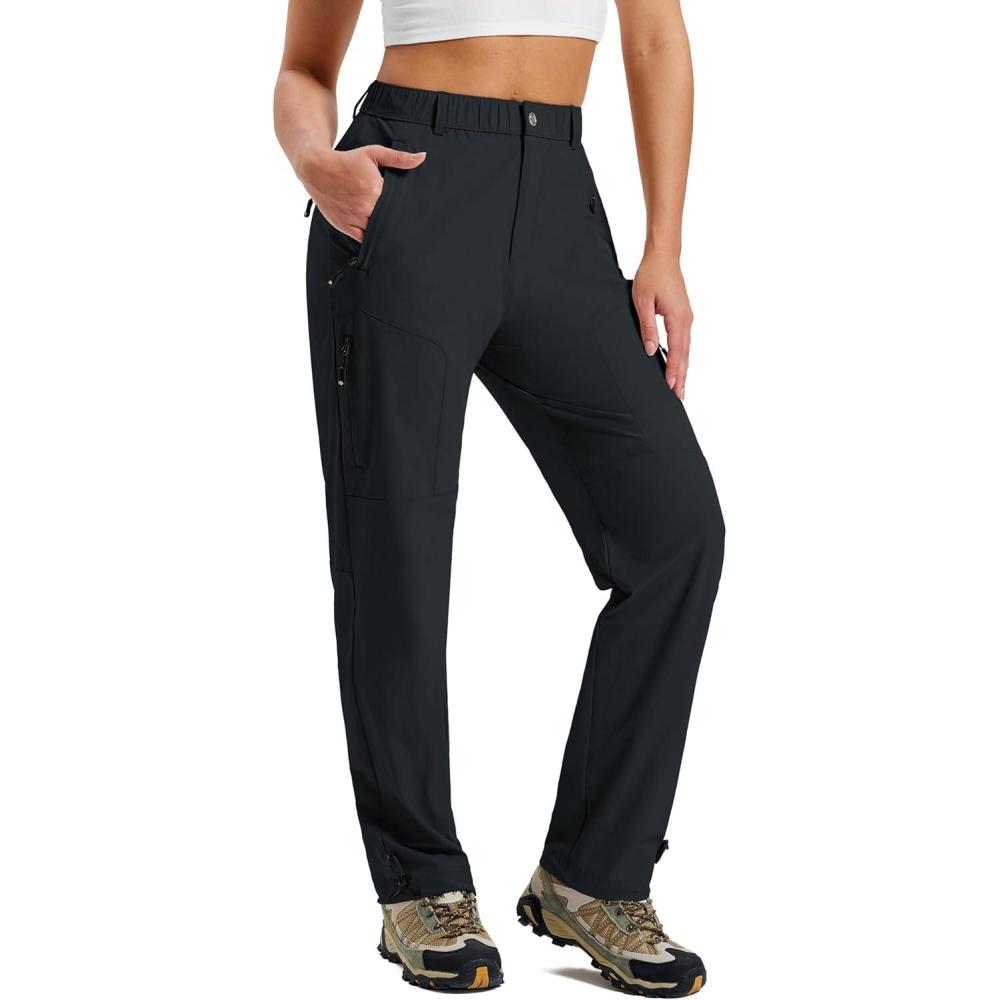 image:imageMoFiz Womens Hiking Cargo Pants Lightweight Quick Dry UPF 50 Water Resistant Fishing Camping Travel Pant with 5 PocketsBlack