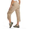 MoFiz Women’s Cargo Capris Pants Loose Fit Casual Hiking Pants Lightweight Quick Dry Travel Summer Pants for Women(Dirty Khaki)