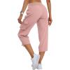 MoFiz Women’s Cargo Capris Pants Loose Fit Casual Hiking Pants Lightweight Quick Dry Travel Summer Pants for Women(Dusty Pink)