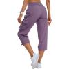 MoFiz Women’s Cargo Capris Pants Loose Fit Casual Hiking Pants Lightweight Quick Dry Travel Summer Pants for Women(Pink Purple)