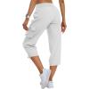 MoFiz Women’s Cargo Capris Pants Loose Fit Casual Hiking Pants Lightweight Quick Dry Travel Summer Pants for Women(White)