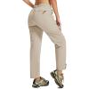 MoFiz Womens Cargo Hiking Pants Water Resistant Lightweight Quick Dry Travel Outdoor Work Trip Pants with Zipper Pockets(Light Khaki)