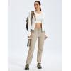 MoFiz Womens Cargo Hiking Pants Water Resistant Lightweight Quick Dry Travel Outdoor Work Trip Pants with Zipper Pockets(Light Khaki)