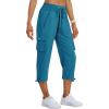 MoFiz Women’s Cargo Capris Pants Loose Fit Casual Hiking Pants Lightweight Quick Dry Travel Summer Pants for Women(Blue)