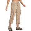 MoFiz Women’s Cargo Capris Pants Loose Fit Casual Hiking Pants Lightweight Quick Dry Travel Summer Pants for Women(Dirty Khaki)