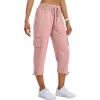 MoFiz Women’s Cargo Capris Pants Loose Fit Casual Hiking Pants Lightweight Quick Dry Travel Summer Pants for Women(Dusty Pink)