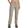 MoFiz Womens Cargo Hiking Pants Water Resistant Lightweight Quick Dry Travel Outdoor Work Trip Pants with Zipper Pockets(Dark Khaki)