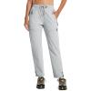 MoFiz Womens Cargo Hiking Pants Water Resistant Lightweight Quick Dry Travel Outdoor Work Trip Pants with Zipper Pockets(Light Gray)