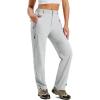 MoFiz Women’s Hiking Cargo Pants Lightweight Quick Dry UPF 50 Water Resistant Fishing Camping Travel Pant with 5 Pockets(Light Gray)