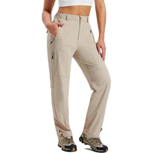 MoFiz Women’s Hiking Cargo Pants Lightweight Quick Dry UPF 50 Water Resistant Fishing Camping Travel Pant with 5 Pockets(Khaki)