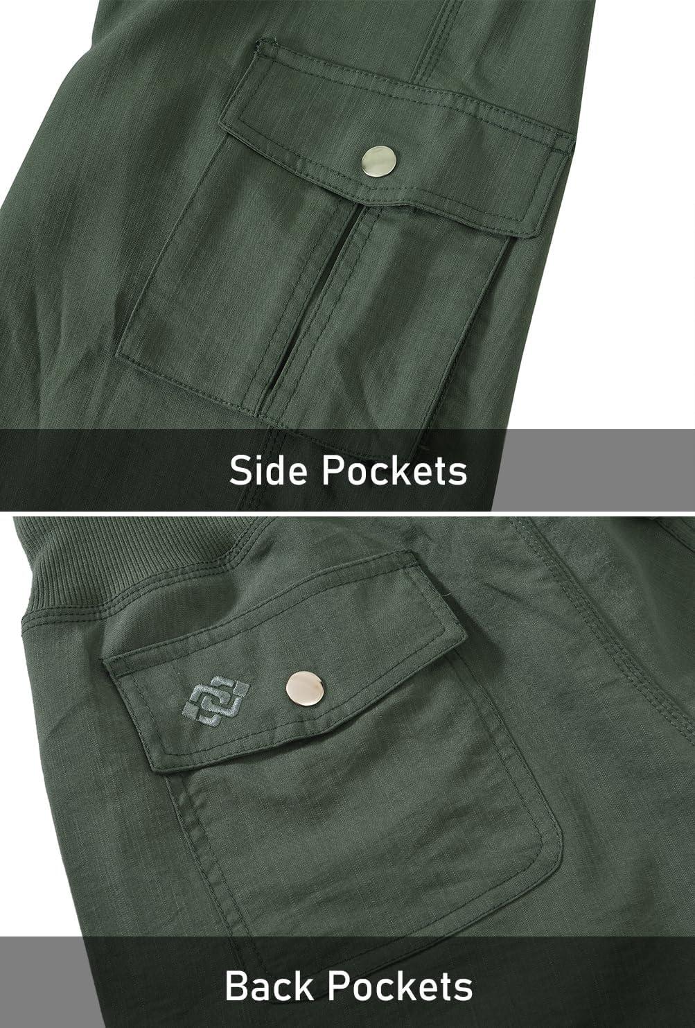 image:imageMoFiz Womens Capris with Pockets Loose Fit Casual Capri Pants Dressy Lightweight Ladies Baggy Cargo Pants for HikingArmy Green