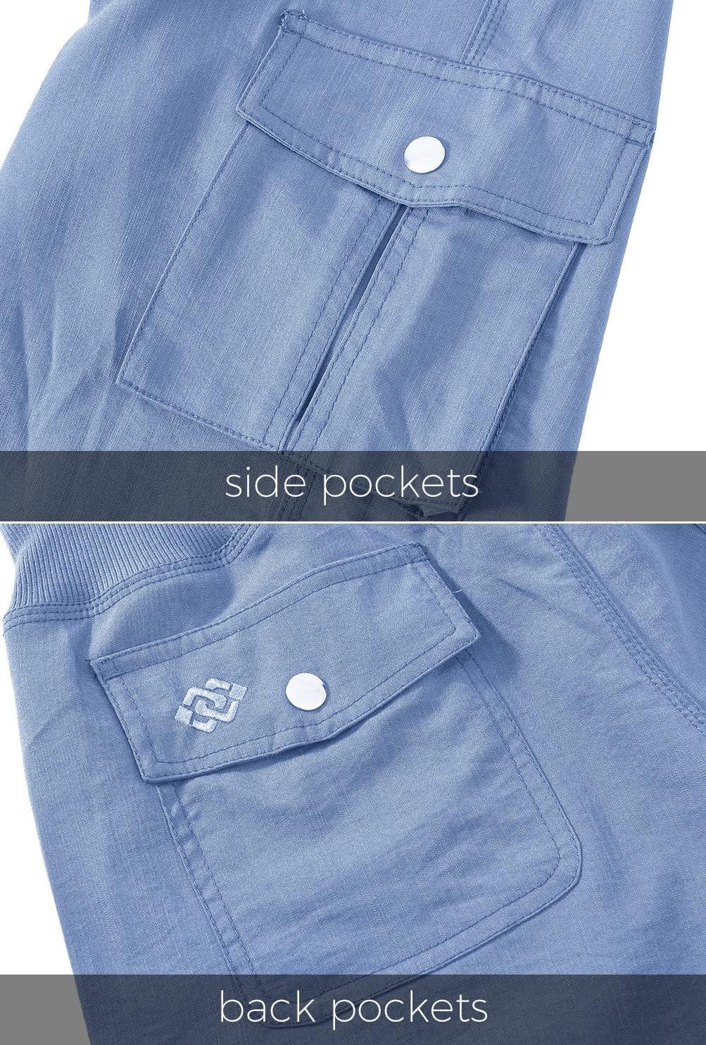 image:imageMoFiz Womens Capris with Pockets Loose Fit Casual Capri Pants Dressy Lightweight Ladies Baggy Cargo Pants for HikingBlue 1