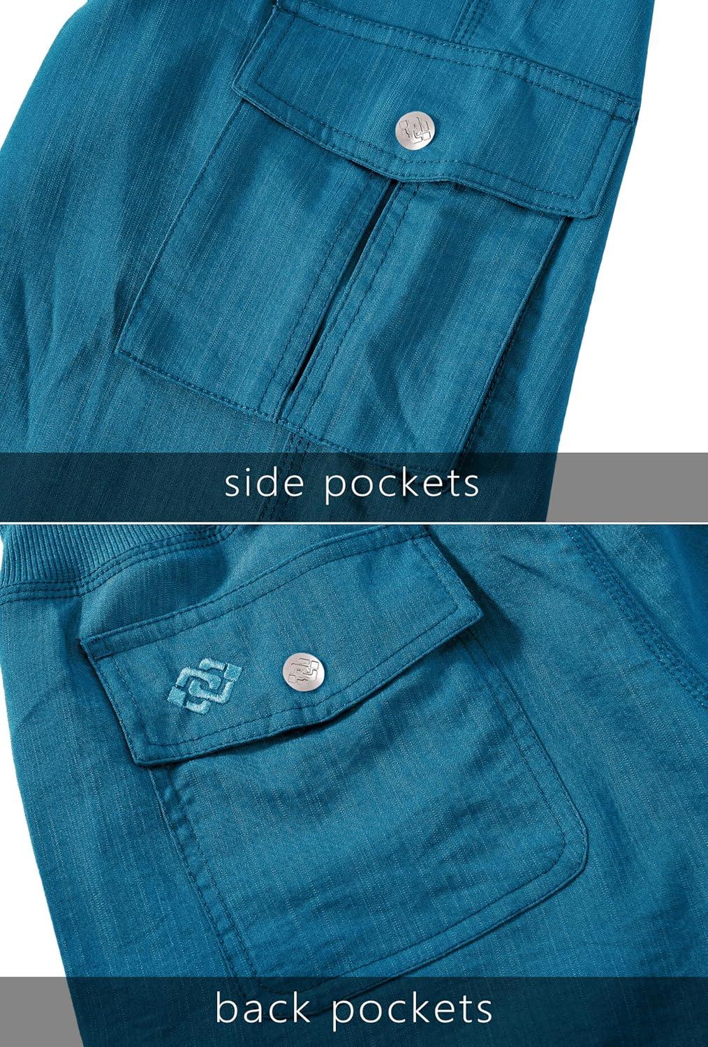 image:imageMoFiz Womens Capris with Pockets Loose Fit Casual Capri Pants Dressy Lightweight Ladies Baggy Cargo Pants for HikingBlue