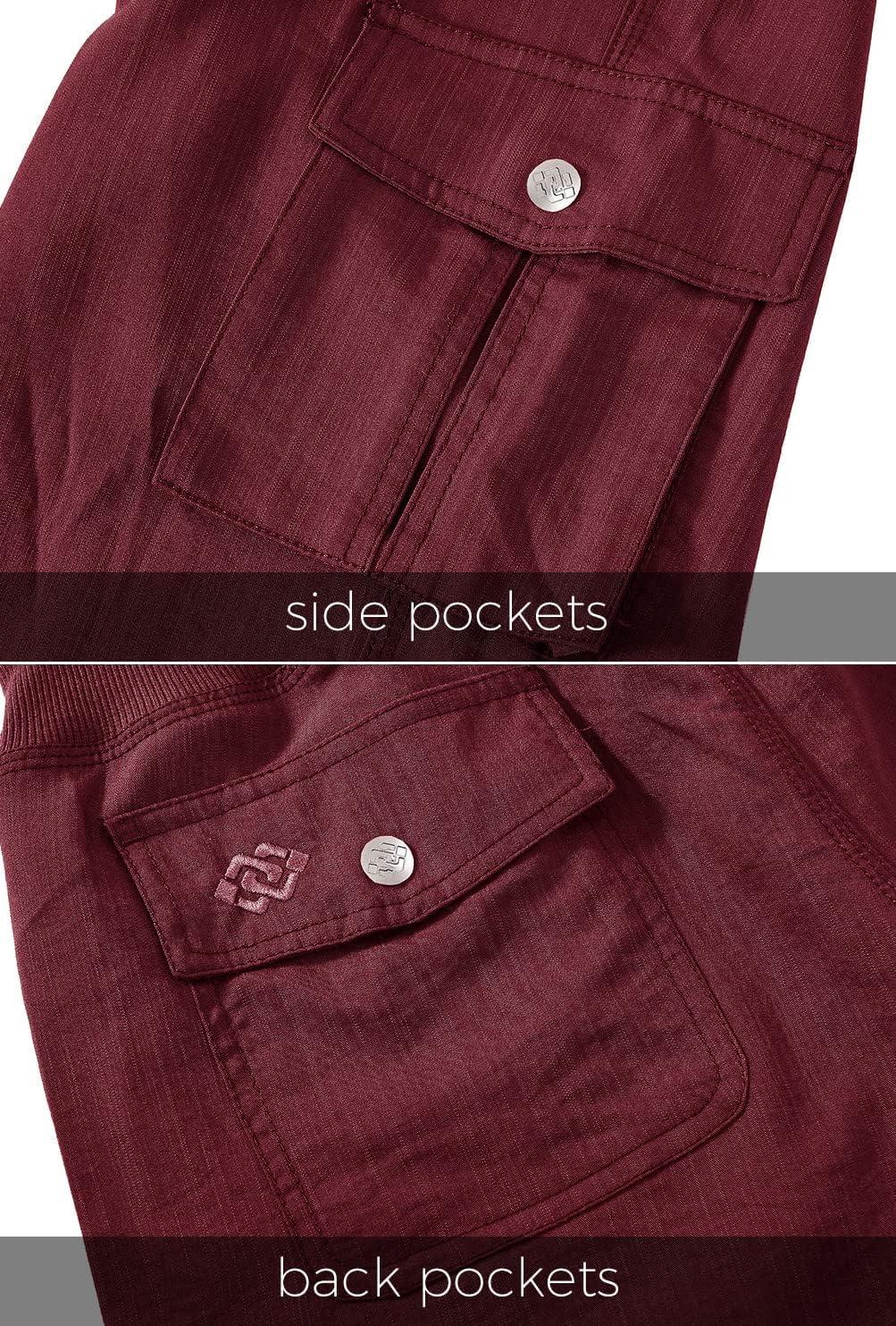 image:imageMoFiz Womens Capris with Pockets Loose Fit Casual Capri Pants Dressy Lightweight Ladies Baggy Cargo Pants for HikingBurgundy Red
