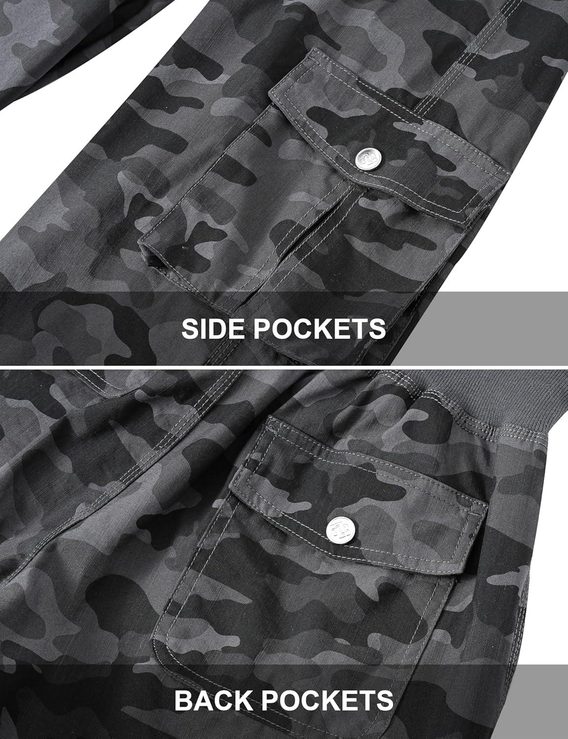 image:imageMoFiz Womens Capris with Pockets Loose Fit Casual Capri Pants Dressy Lightweight Ladies Baggy Cargo Pants for HikingCamo Gray
