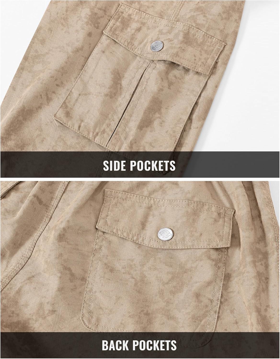 image:imageMoFiz Womens Capris with Pockets Loose Fit Casual Capri Pants Dressy Lightweight Ladies Baggy Cargo Pants for HikingDirty Khaki