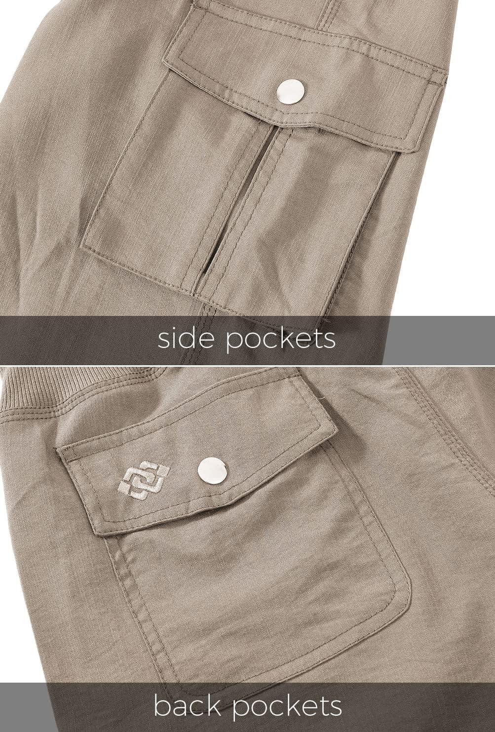 image:imageMoFiz Womens Capris with Pockets Loose Fit Casual Capri Pants Dressy Lightweight Ladies Baggy Cargo Pants for HikingKhaki