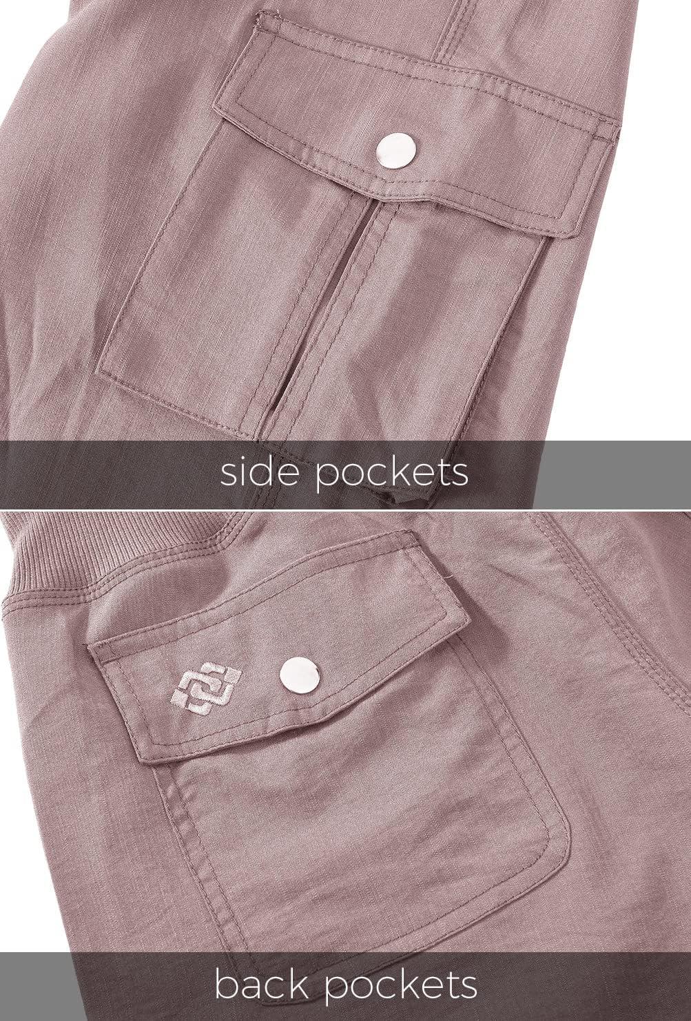 image:imageMoFiz Womens Capris with Pockets Loose Fit Casual Capri Pants Dressy Lightweight Ladies Baggy Cargo Pants for HikingPink