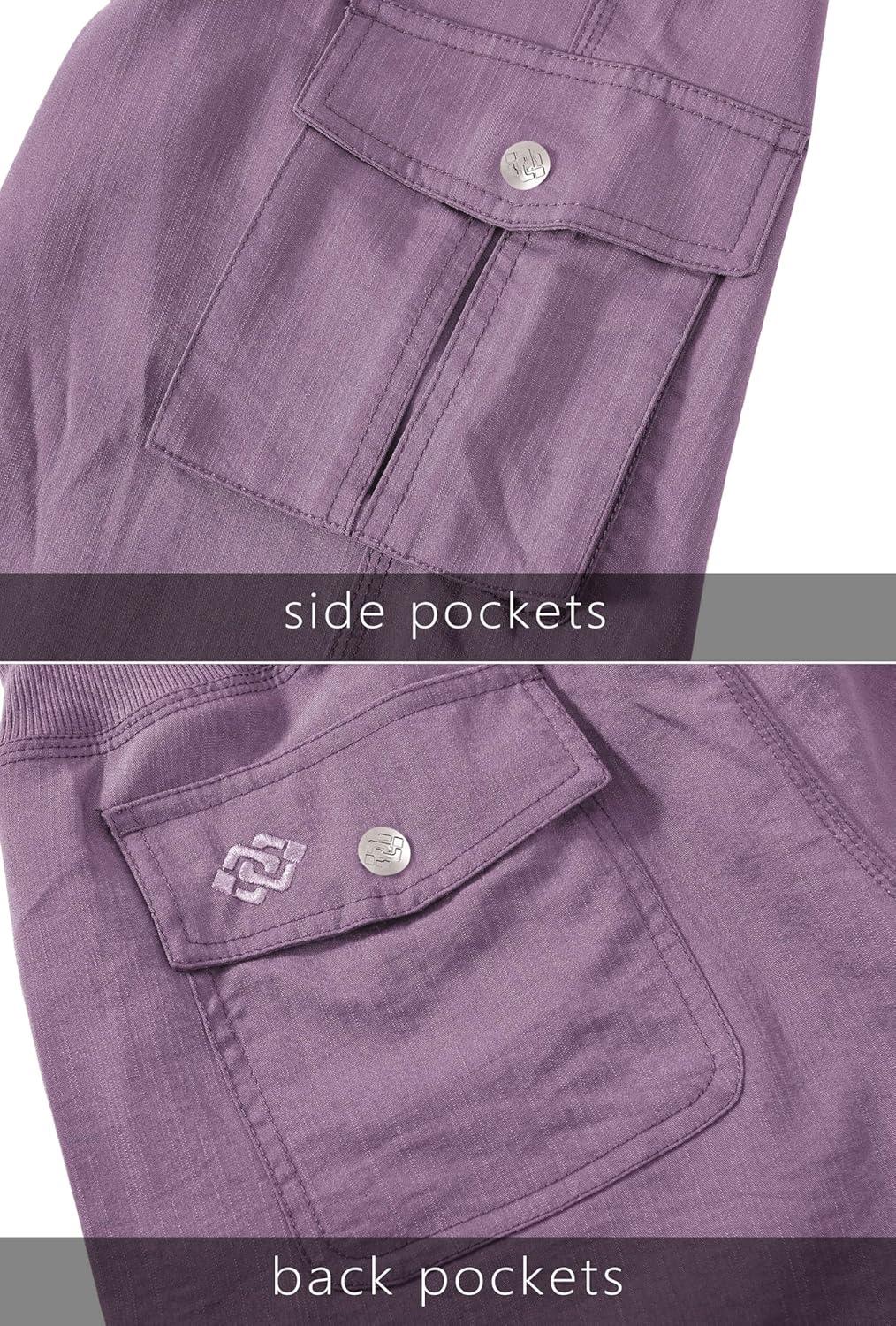 image:imageMoFiz Womens Capris with Pockets Loose Fit Casual Capri Pants Dressy Lightweight Ladies Baggy Cargo Pants for HikingPink Purple