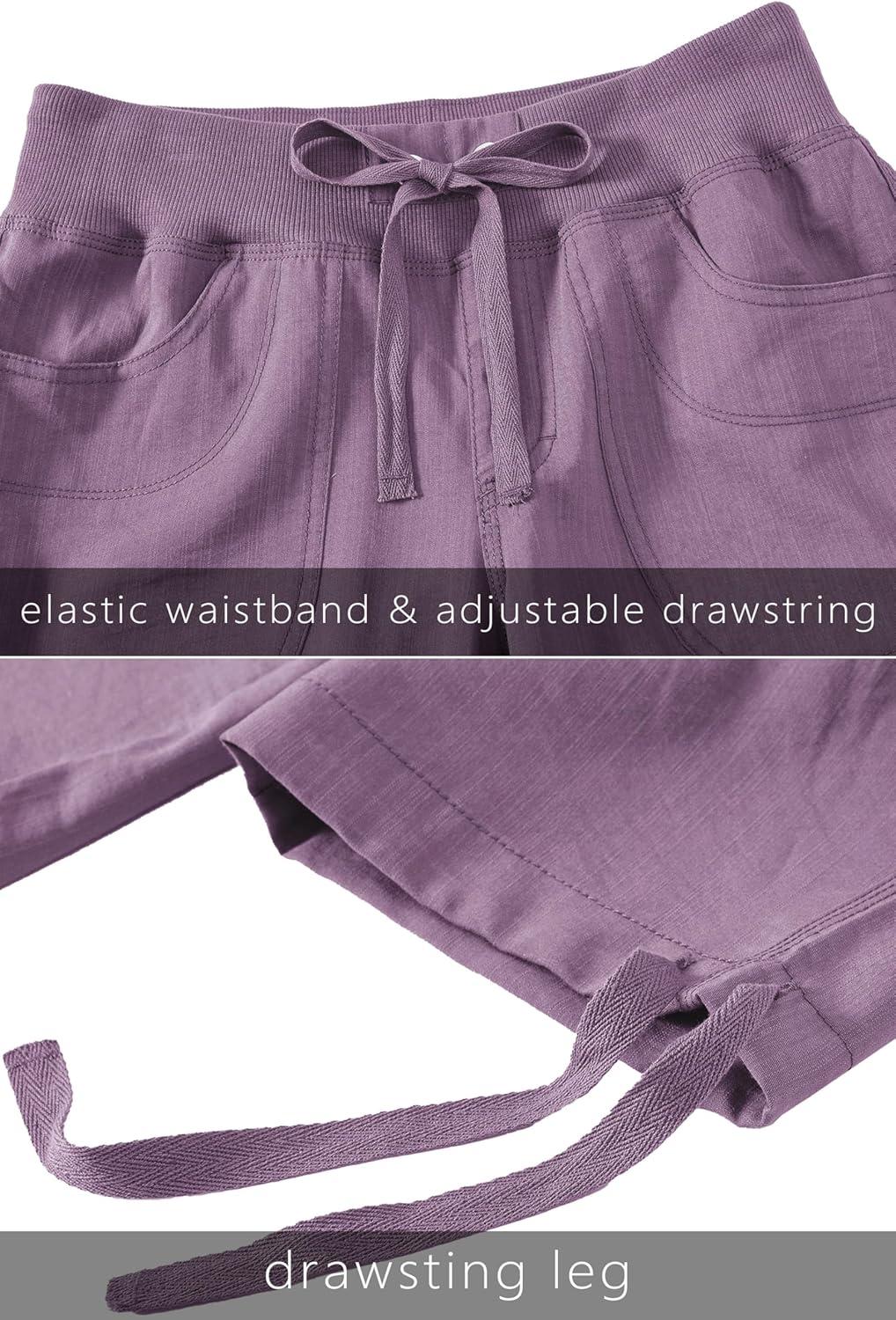 image:imageMoFiz Womens Capris with Pockets Loose Fit Casual Capri Pants Dressy Lightweight Ladies Baggy Cargo Pants for HikingPink Purple