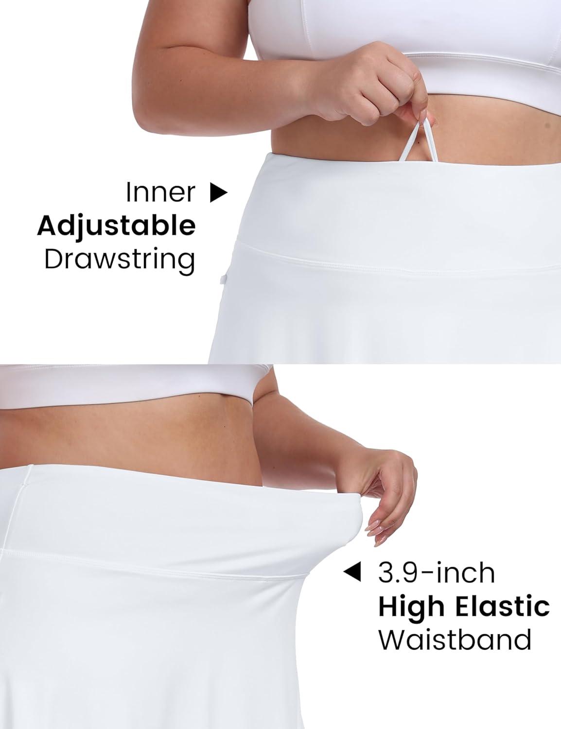 image:imageMoFiz Womens Plus Size Skorts with Pockets Tennis Golf Skirt with Shorts Knee Length High Waisted Athletic Workout SkortWhite