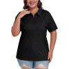 MoFiz Plus Size Zipper Up Golf Polo Shirts for Women Short Sleeve Collared Tennis Workout Tops Casual Activewear XL-5XL(Black)