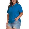 MoFiz Plus Size Zipper Up Golf Polo Shirts for Women Short Sleeve Collared Tennis Workout Tops Casual Activewear XL-5XL(Blue)