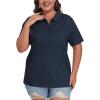 MoFiz Plus Size Zipper Up Golf Polo Shirts for Women Short Sleeve Collared Tennis Workout Tops Casual Activewear XL-5XL(Navy Blue)