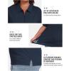 MoFiz Plus Size Zipper Up Golf Polo Shirts for Women Short Sleeve Collared Tennis Workout Tops Casual Activewear XL-5XL(Navy Blue)