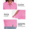 MoFiz Plus Size Zipper Up Golf Polo Shirts for Women Short Sleeve Collared Tennis Workout Tops Casual Activewear XL-5XL(Pink)